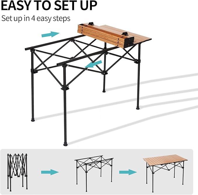 SHANQUAN Camping Table Roll up Table, Fold up Lightweight Compact, 2-4 Person Portable Roll up Aluminum Table with Carry Bag for Outdoor, Camping, Picnic, Backyards, BBQ