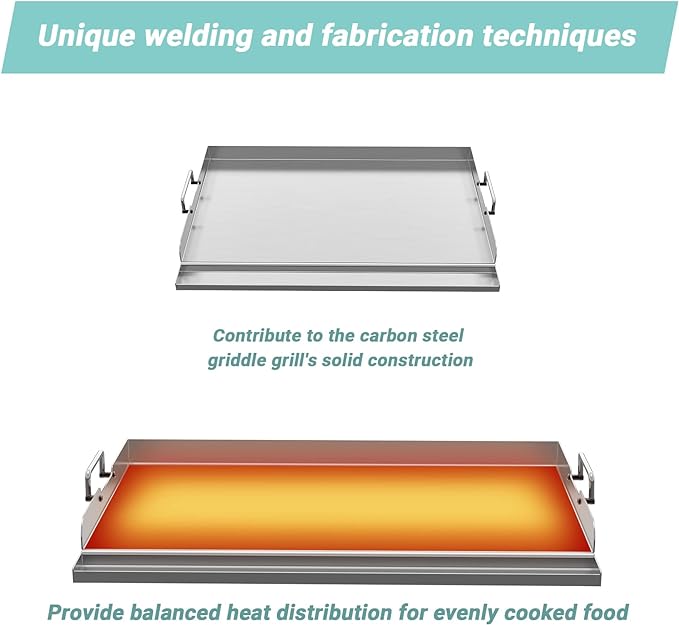 Skyflame Universal Stainless Steel Griddle Plate with Even Heating Bracing for BBQ Charcoal/Gas Grills, 23" x 16" Rectangular Hibachi Flat Top Griddle for Indoor/Outdoor Cooking