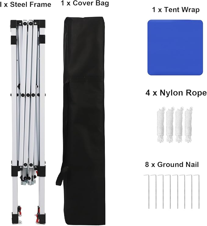 Northroad 8X8 FT Pop Up Canopy, Outdoor Instant Canopy Tent Slant Legs with Carrying Bag, Portable Gazebo Shelter for Wedding Party,Commercial Event,Patio,Garden,Beach -Blue