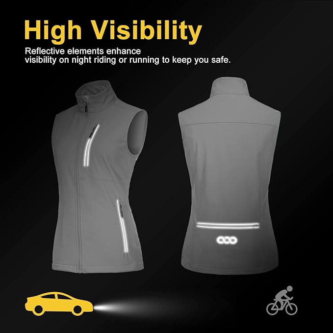 33,000ft Women's Lightweight Running Vest Outerwear with Pockets, Windproof Sleeveless Jacket for Golf Hiking Travel