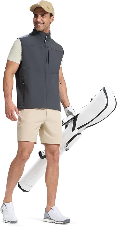 FREE SOLDIER Men's Lightweight Golf Vest Outerwear Windproof Sleeveless Softshell Jacket Running Vest