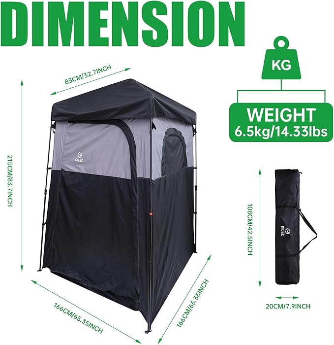 Nice C Camping Shower Tent, Instant Pop Up Privacy Changing Tent, Outdoor Shower Enclosure, Toilet Tents, Oversize (Square – 1 Room)