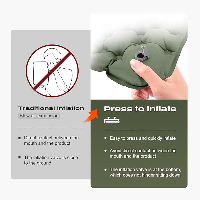 ETROL Portable Inflatable Seat Cushion, Lightweight Camping Air Sitting Pad with Storage Bag and Repair Cloths, Waterproof Air Bleacher Seat Cushion