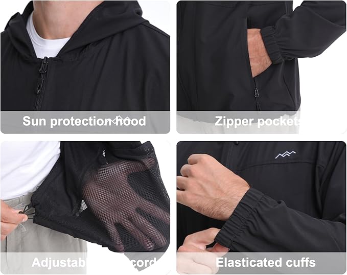 TRAILSIDE SUPPLY CO. Men's Sun Protection Cycling Jacket Lightweight Windbreaker