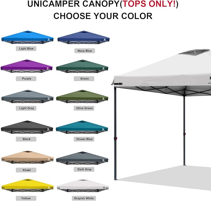 10x10 Pop Up Canopy Replacement Top Cover with Air Vent for Straight Leg Canopy Tent, Waterproof for Outdoor Garden Patio Camping Sun Shade(Top Only) (Grayish White, 1)