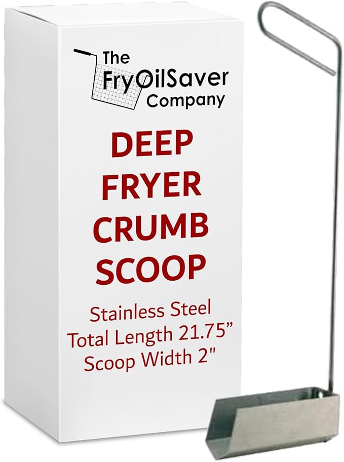 V-Shaped Deep Fryer Strainer Scoop, Frying Food Scoop, Skimmer Spoon, Deep Fryer Scooper, Oil & Food Crumbs Strainer for Fryers in Restaurants, Diners, Hotels, Home Kitchen Utensils by FryOilSaver Co.