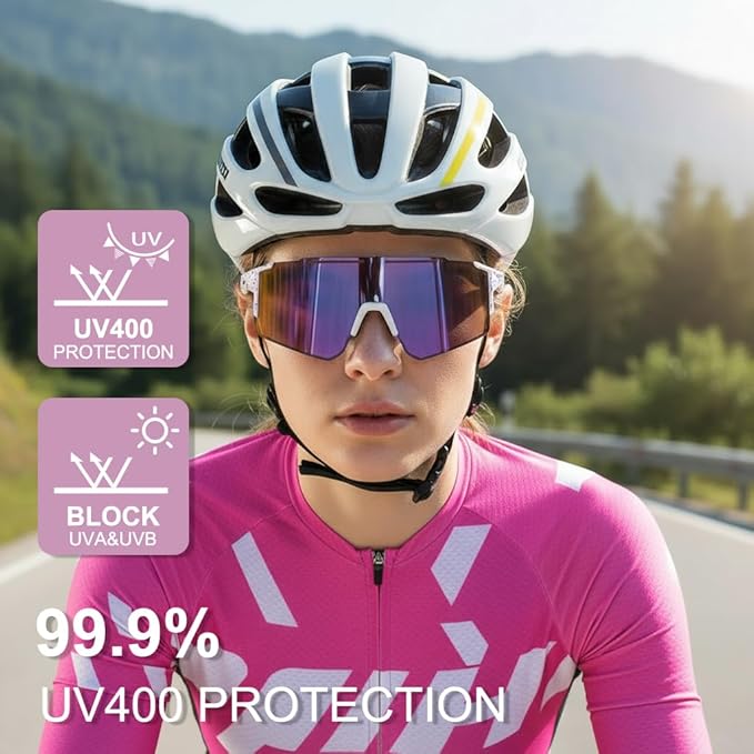 OULAIQI Cycling Sunglasses Polarized Sunglasses for Cycling Men Women with 1 Lens or 3 Interchangeable Lens Baseball Glasses
