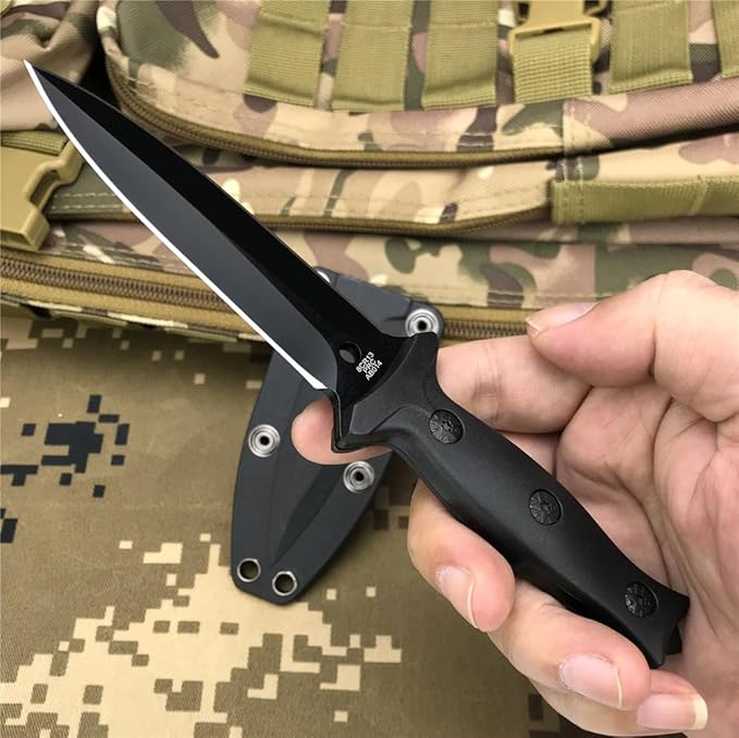 HUAAO 3.74in Dual Edge 440C Stainless Steel Blade ABS Handles Utility knife,7.3in Full Tang Fixed Blade Knife with ABS Sheath Tactical Hunting Knives for Outdoor Camping EDC and Survival