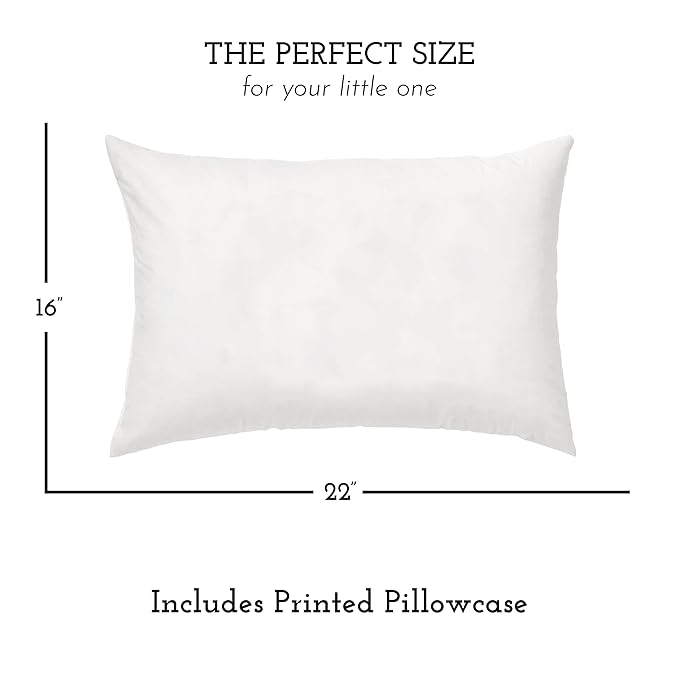 Little Sleepy Head Youth Pillow with Pillowcase 16x22, Soft Jumbo Toddler Pillow & Hypoallergenic Pillowcase - Best Kids Pillows for Sleeping, Perfect Kids Travel Pillow (White)