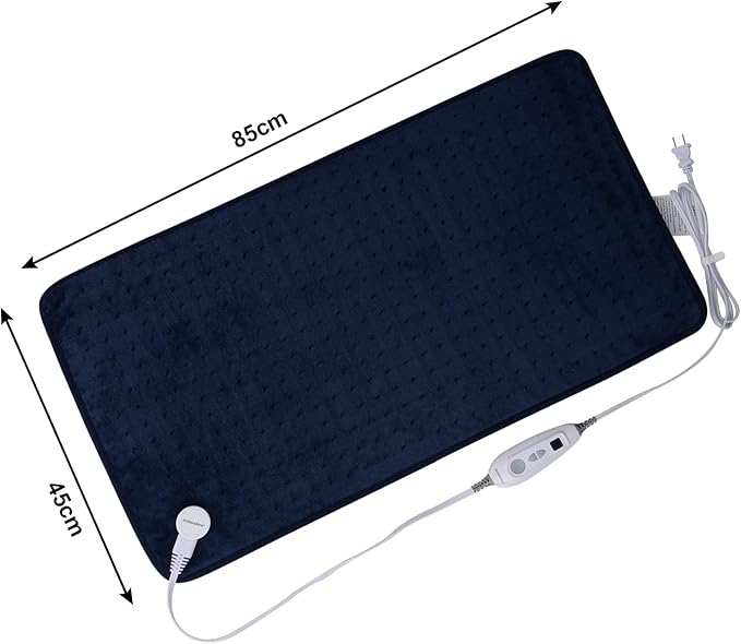 Ambershine 17''x33'' XXXL King Size Heating Pad with Fast-Heating Technology&6 Temperature Settings, Flannel Electric Heating Pad/Pain Relief for Back/Neck/Shoulders/Abdomen/Leg(Dark Blue)