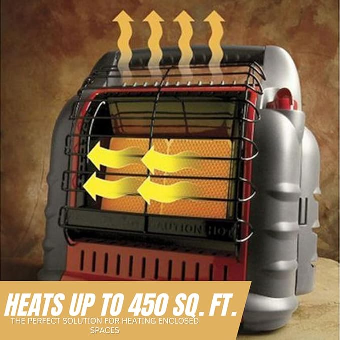 Mr. Heater Portable Big Buddy Propane Heater - 10-Ft Hose & Tank Adapter Bundle - Indoor/Outdoor Use - 4,000, 9,000 or 18,000 BTU (3 Items)