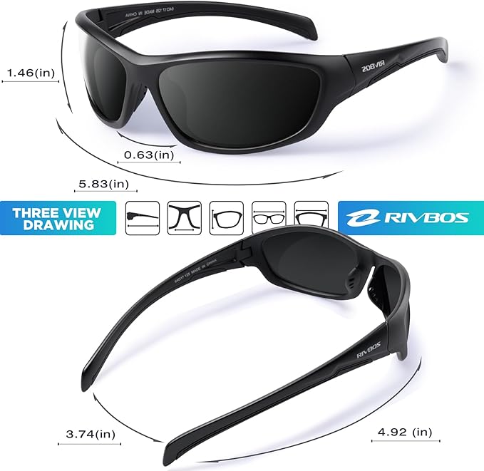 RIVBOS Polarized Sunglasses UV400 Protection for Men's and Women's Fishing, Cycling, and Outdoor Activities RB832