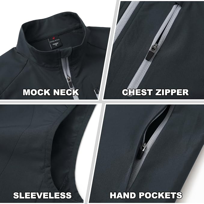 Rouen Mens Vests Outerwear Performance Lightweight Sleeveless Jacket Windproof Softshell Vests Sports Golf Vest for Men