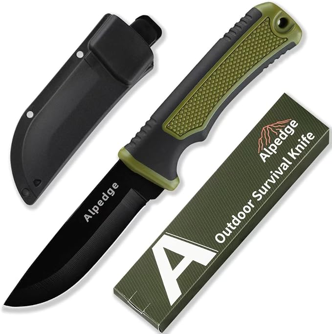 Professional Tactical Knife with 360ยฐ Rotating Belt Sheath | Premium German DIN 1.4116 Steel Blade with Non-Stick Coating | Heavy-Duty Fixed Blade for Survival, Camping, Hunting