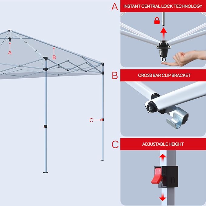 10x10 Pop Up Canopy Tent (White, 10x10 FT)