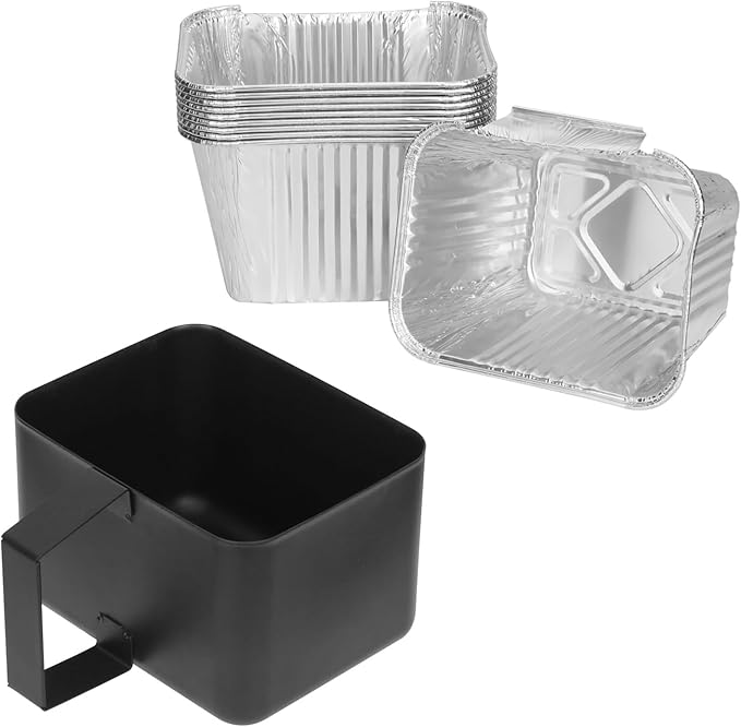 Grill Grease Cup Catcher with 10-Pack Aluminum Drip Pans Liners for Pit Boss 2/3/4 Burner Gas Griddles, Drip Tary & Disposable Liners Fit for Blue Rhino Razor GGC1643M GGC1643L GGC2241L Grill