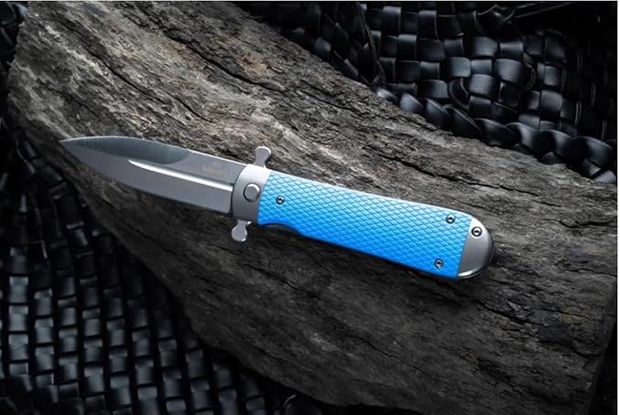 GANZO Firebird Adimanti Samson-BL Folding Pocket Knife Razor Sharp D2 Steel Blade Ergonomic G10 Anti-Slip Handle with Clip Hunting Fishing Camping Gear Outdoor Flipper EDC Pocket Knife (Blue)