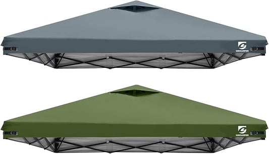 10x10 Pop Up Canopy Replacement Top Cover with Air Vent for Straight Leg Canopy Tent, Waterproof for Outdoor Garden Patio Camping Sun Shade(Top Only) (Light Gray & Olive Green, 2)