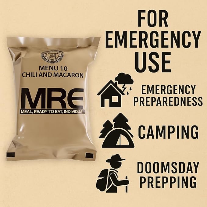 24 Military-Style MREs – Case A & B – Complete Meals with Flameless Heaters – Emergency Food Supply for Survival, Camping & Prepping – Long Shelf Life – All Menus Included