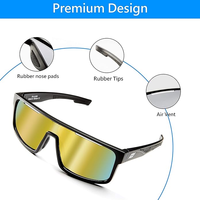 Outdoor Sports Polarized wrap around Cycling Sunglasses for Men & Women TR90 Frame UV Protection for fishing
