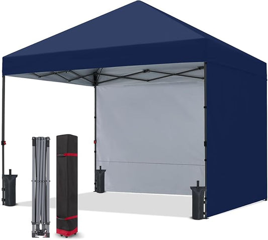 COOSHADE Pop Up Canopy Tent 10x10 with 2 Sidewalls, Outdoor Shade Instant Canopy Tents(Navy Blue)