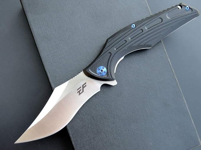 Eafengrow EF924 Folding Knife D2 Steel Blade + G10 Handle camping Knife Outdoor EDC TOOL (Black)