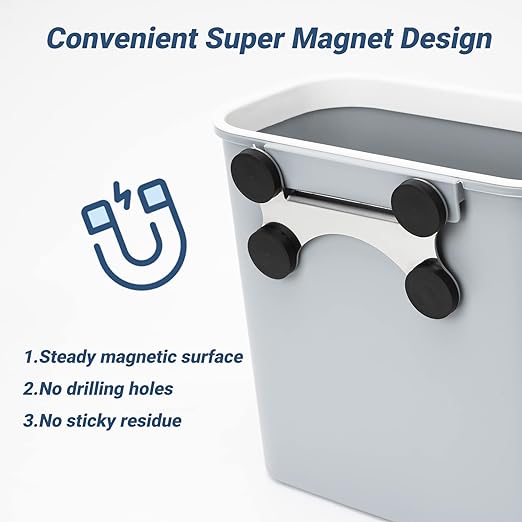 Skyflame Magnetic Hanging Trash Can, 2.1 Gallon Plastic Garbage Container, Multi-Function Grill Hanging BBQ Utensils Organizer Holder, Use for Kitchen/Bedroom/Bathroom/Camping/Grills