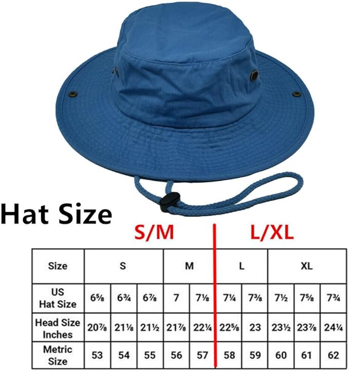 Glory Max Washed Cotton Bucket Hat with Chin Strap Fishing Sun Safari Boonie Cap
