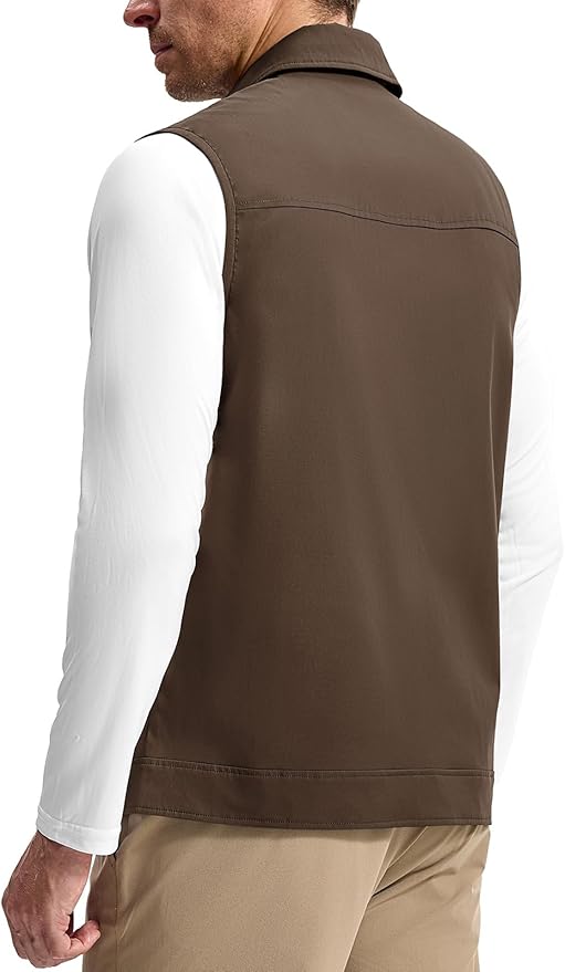 TBMPOY Men's Vest Casual Lightweight Thin Utility 3 Zip Pockets Stylish Sleeveless Jackets Summer Fall Golf Travel Business