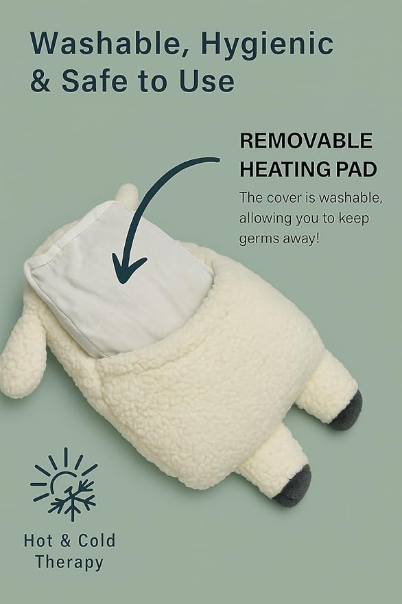 Microwave Heating Pad for Pain Relief - Cozy Sheep Microwavable Heating Pad Stuffed Animal for Cramps, Back Pain, Neck Shoulder, Muscles, Knee, Joints, Natural Heat Pack Moist Heat Gifts for Women