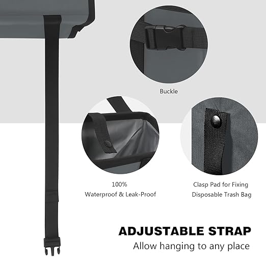 Homelove Car Trash Can, Leak-Proof Waterproof Trash Bin Collapsible Portable Auto Garbage Bag Large Capacity Trashcan Storage Bag Multipurpose Car Organizer Hanging (Gray)