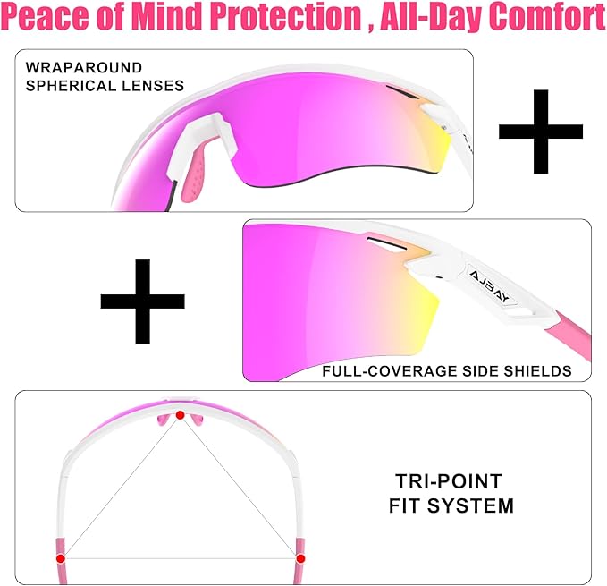 Polarized Sports Sunglasses for Men Women,Wrap Around Sun Glasses for Running Cycling Baseball Fishing Golf Hiking