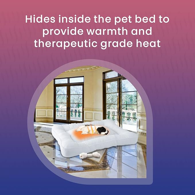 M PAIN MANAGEMENT TECHNOLOGIES Hidden Heat Pet Bed Warmer by Spotwarm; Wireless RF Remote with Microplush Flannel, Small and Large Pets - 24” by 20”