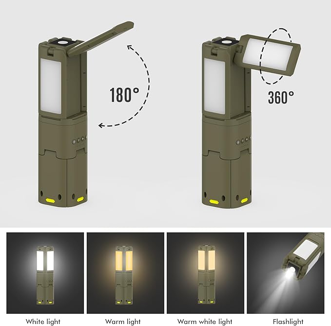 Portable LED Camping Light with Telescopic Stand,Rechargeable Outdoor Emergency Four-Leaf led Lighting,14000 mAh Waterproof Tent Lights Camping Gadgets Adjustable Work Light