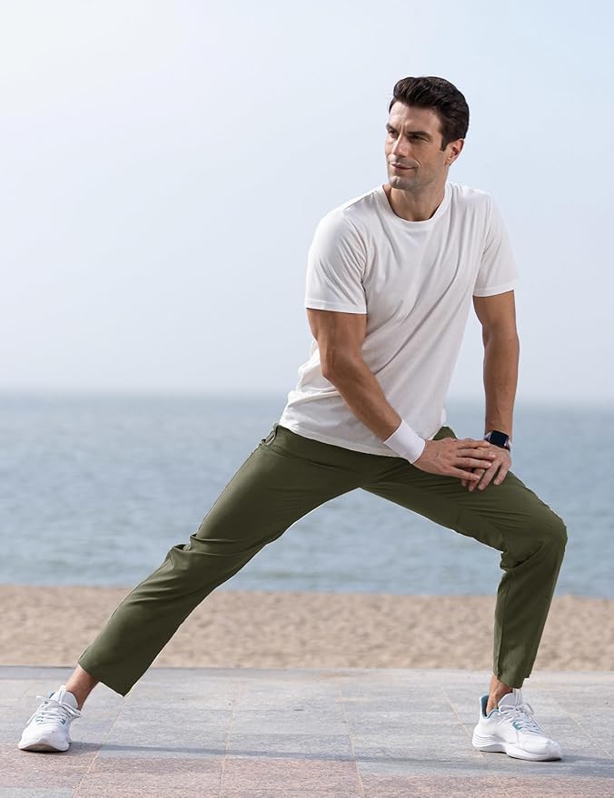 TBMPOY Men's Lightweight Hiking Travel Pants Breathable Athletic Fishing Active Joggers Zipper Pockets