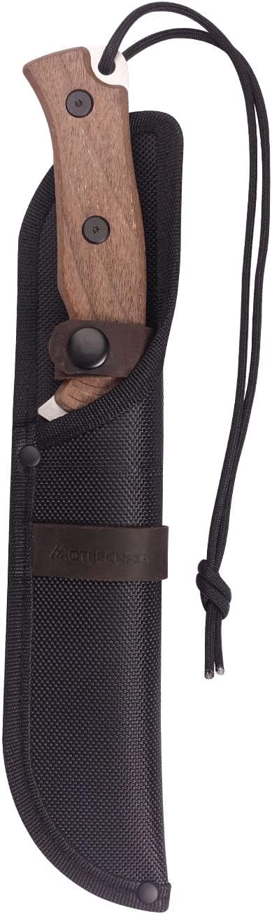 Bushcraft Knife Full Tang Fixed Blade Knife with Non-Slip Wooden Handle Sheath for Camping, Hiking, Outdoor, Gift