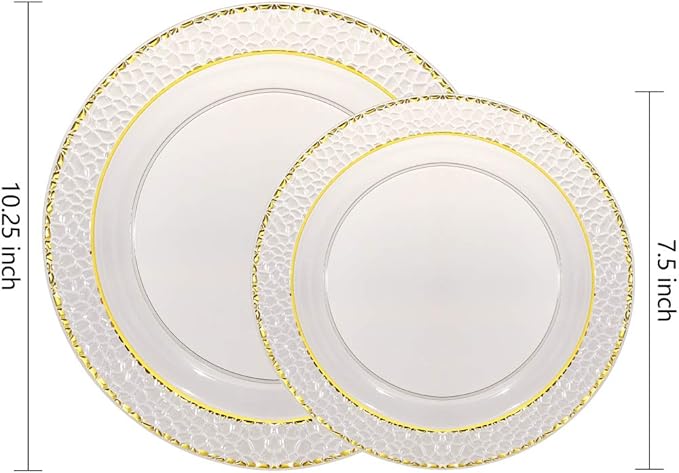 Nervure 102PCS Black Plastic Plates - Disposable Black Party Plates Include 51PCS 10.25inch Dinner Plate & 51PCS 7.5inch Dessert Plate for Halloween & Party & New Year & Father's Day
