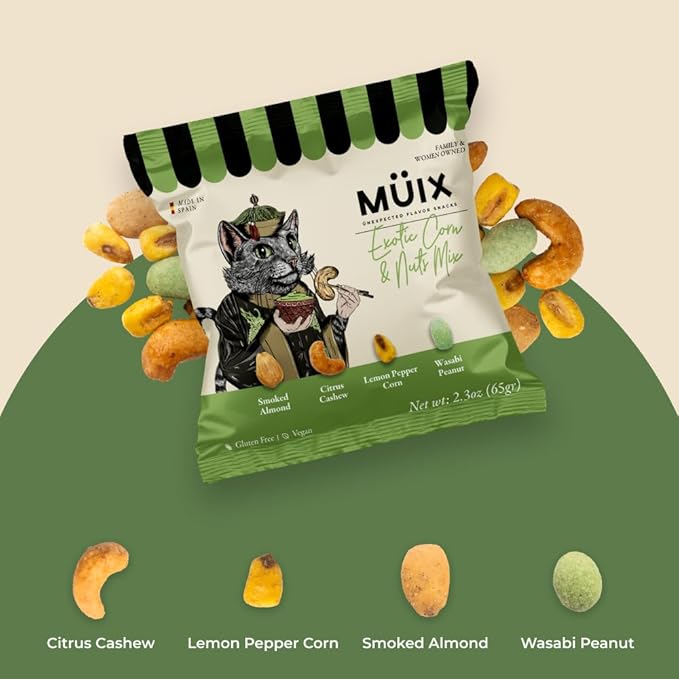 Müix Snacks, Special Flavor Trail Mix, Exotic Mix, Mix Snacks (Smoked Almond, Citrus Cashew, Peppper Lemon Corn, Wasabi Peanut) - 2.3 Ounce Bags (Pack of 16 Bags)