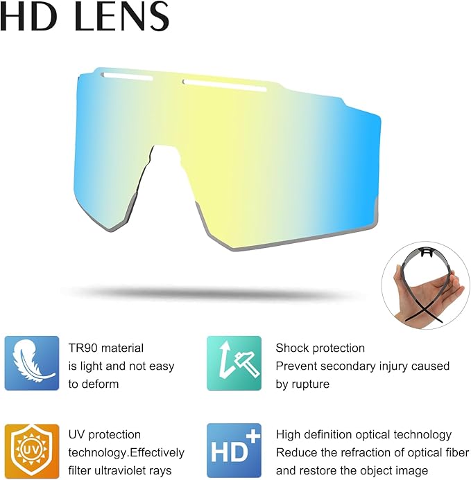 OULAIQI Cycling Sunglasses Polarized Sunglasses for Cycling Men Women with 1 Lens or 3 Interchangeable Lens Baseball Glasses