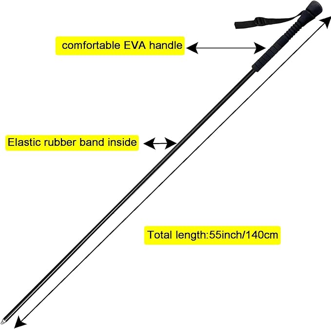 Aventik Fold-able Wading Staff Water Depth Safety Warning Sign Coated Stainless Steel Core T7075 Aluminum Body Corrosion Resistance