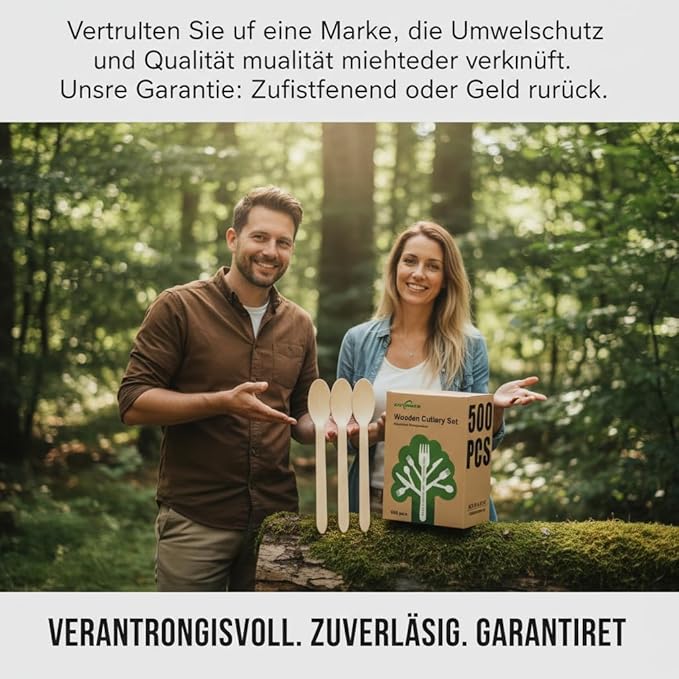 500 Wooden Spoons, Disposable Wooden Cutlery Set - Alternative to Plastic, Eco Friendly, Biodegradable, Compostable Cutlery Set - 500 Wooden Spoons Disposable Utensils Set