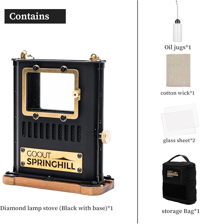 Camping Oil Lamp Portable Stove Hanging Kerosene Lantern for Outdoor Lighting Warming Black
