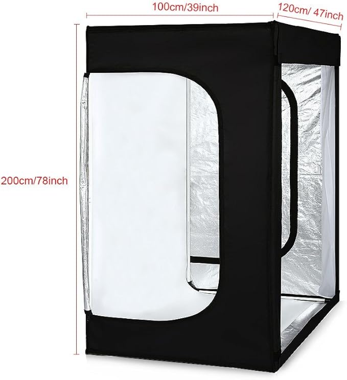 Professional Photo Light Box Large LED Dimmable Shooting Tent 47x39x78inch Photography Studio Continuous Lighting Cube Softbox Tents for Portrait Furniture Clothing Photography with 3 Colors Backdrops