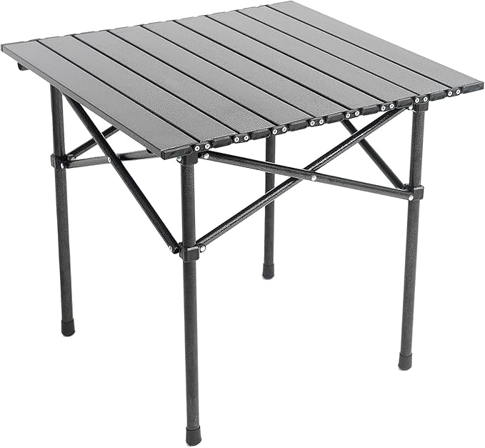 Wind Tour Portable Camping Table Folding Side Table Aluminum Lightweight Table with Carry Bag for Outdoor Cooking Hiking Picnics BBQ Travel (Black)