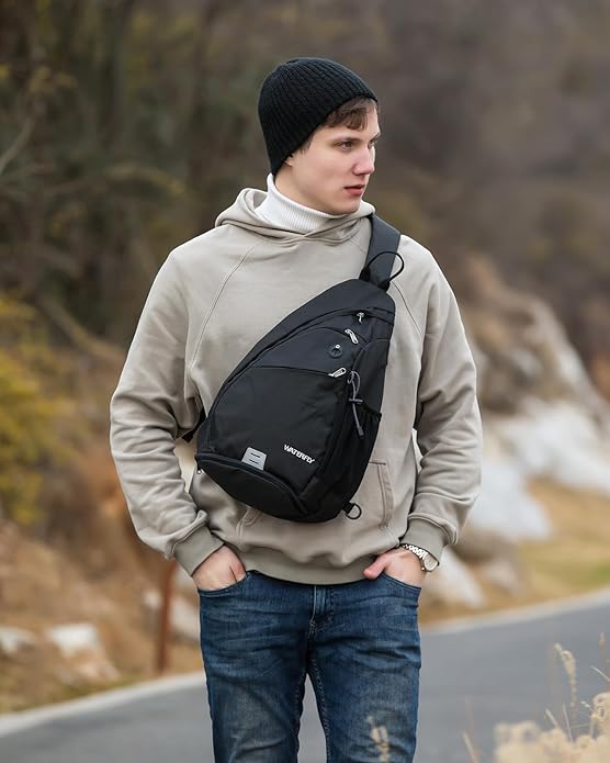 WATERFLY Large Crossbody Sling Bag: Over Shoulder Backpack Daypack Casual Cross Chest Side Pack