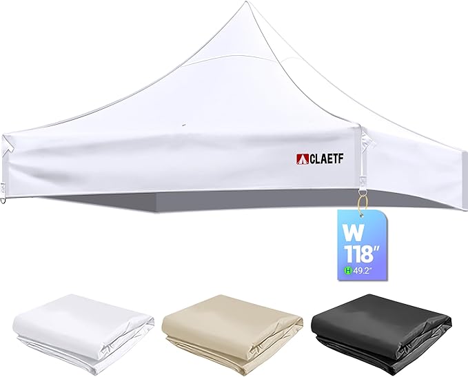 10x10 Canopy Replacement Top for Pop Up Canopy Tent - 4 Drainage Holes,10x10ft Canopy top Suitable for Most of The Standard Canopy(top only, White)