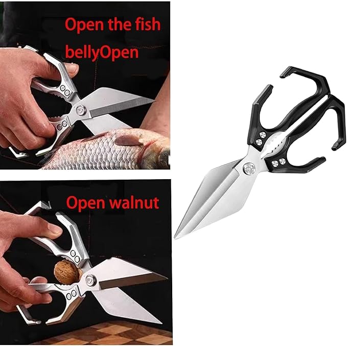 Kitchen Shears,Multifunctional Heavy-Duty Kitchen Shears,Japanese High-Carbon Steel Culinary Shears for Chicken, Meat, Seafood, Bone Cutting (Black)