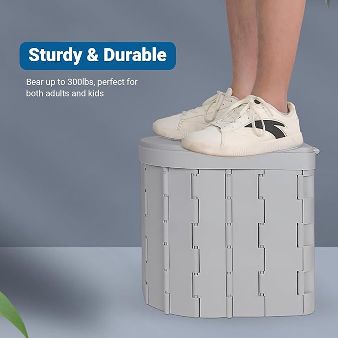 Portable Toilet, Camping Toilet for Adults with Lid, XL Folding Travel Toilets with Bags for Emergency Use, Foldable Porta Potty for Car, Outdoor Camp, Road Trip, Hiking and Truck Drivers
