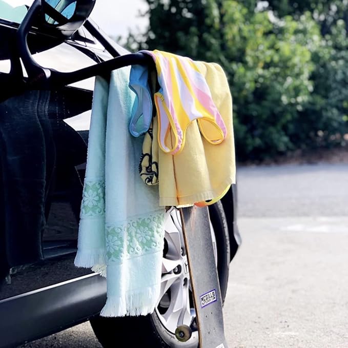 Malo'o Portable Drying Rack – Perfect for Wetsuit Drying, Camping, Fishing & Scuba Gear. The Heavy Duty Hangers Have 2 Drying Bars for Wet Suits or Hockey Gear and can Hang Off The Side View Mirror