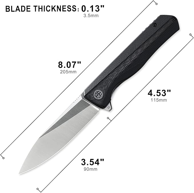 Petrified fish PF818,3.54" D2 Blade,104g G10 Handle Flipper Folding knife (Carbon fiber with G10 handle, Satin)
